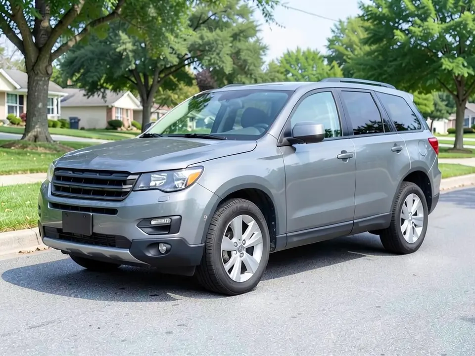 AI-drawn sample: a gray generic mid-size SUV stand-in with a plain roof, parked on a suburban street