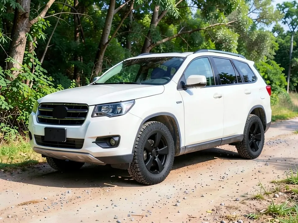AI-generated sample: a white SUV with black wheels and tires