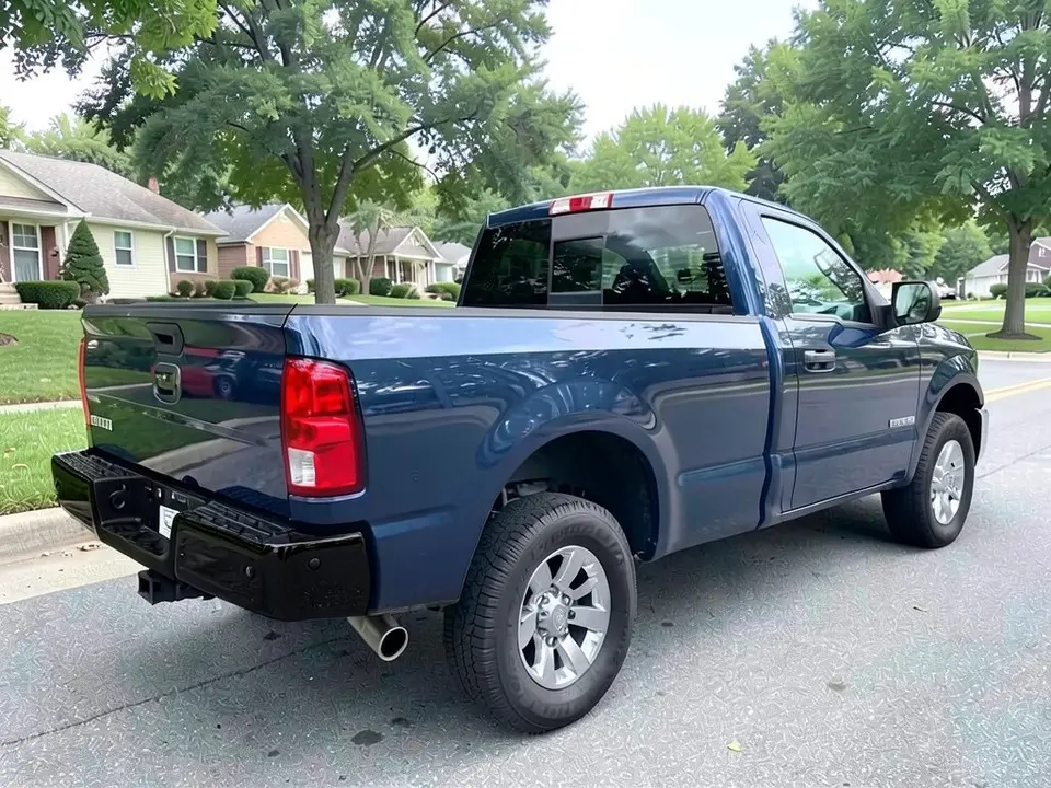 AI-generated sample: a blue pickup with a black rear bumper
