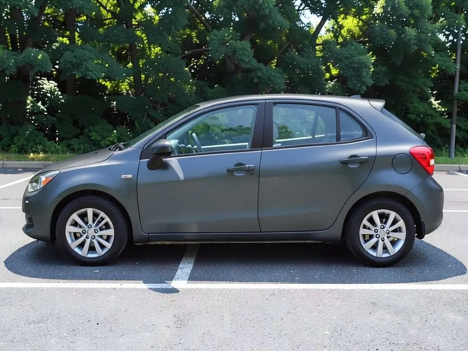 AI-drawn sample: the same hatchback with a dark gray satin wrap look