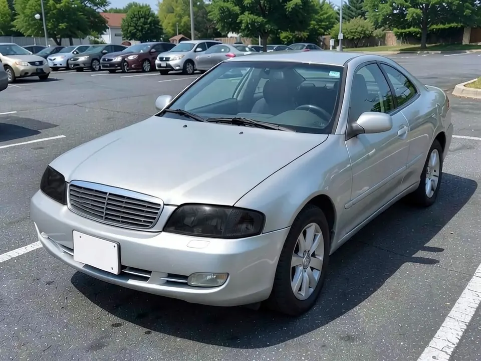 AI-drawn sample: the same silver car with both headlights darkened to a near-black smoked tint