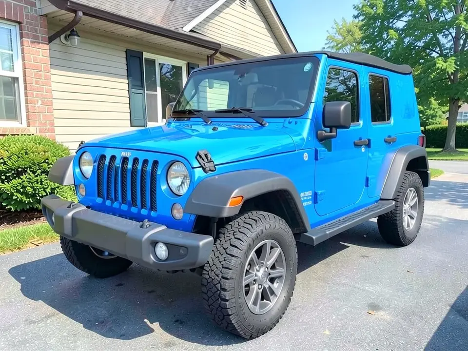 AI-drawn sample: the same vehicle wrapped in electric blue