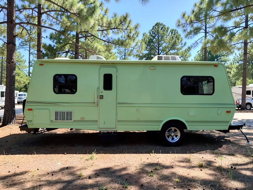 AI-drawn sample: the same trailer in a light green wrap look