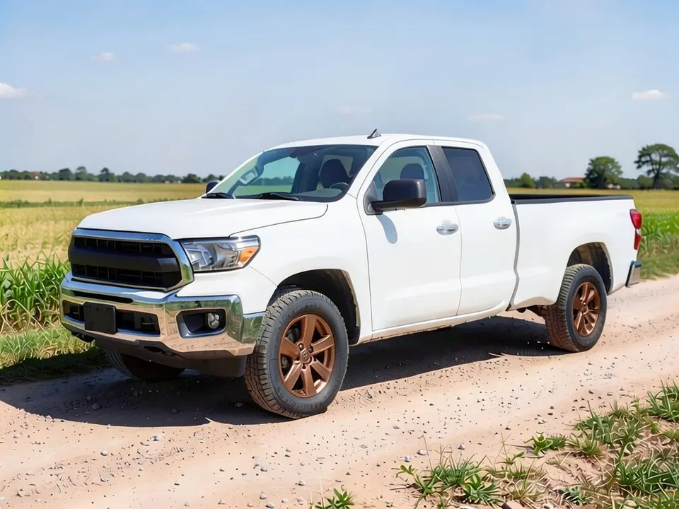 AI-drawn sample: the same white pickup on bronze-colored wheels