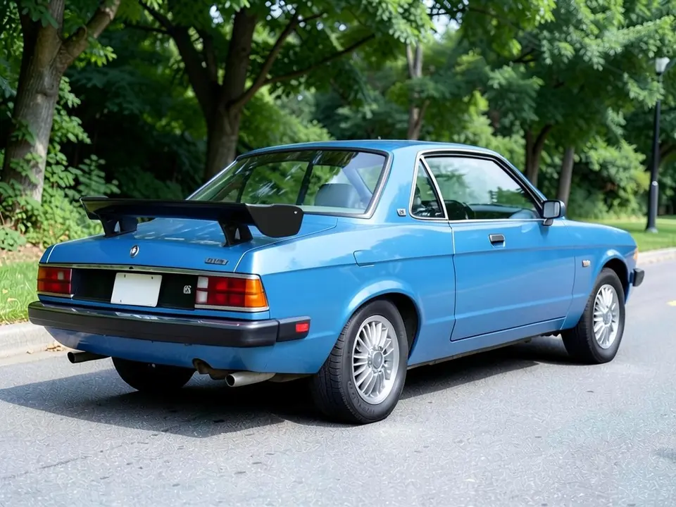AI-generated sample: a blue coupe with a GT wing