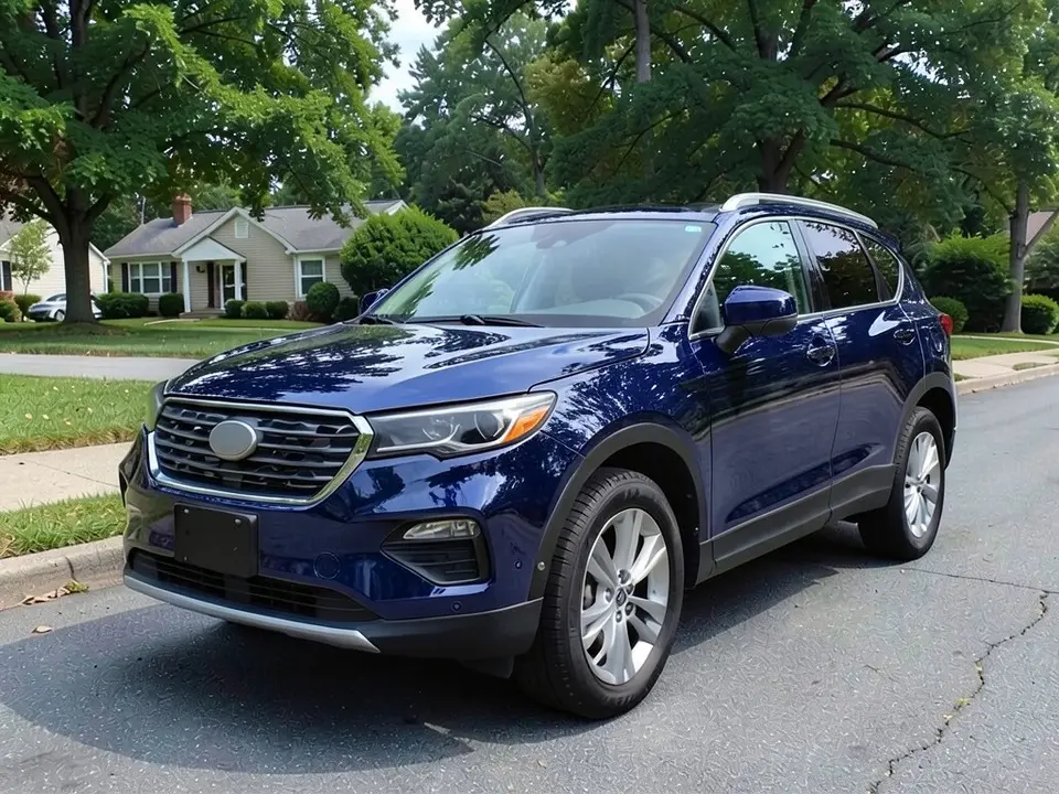 AI-generated sample: a white SUV in a blue wrap