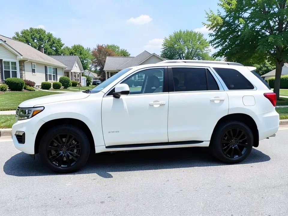 AI-generated sample: a white SUV with black wheels