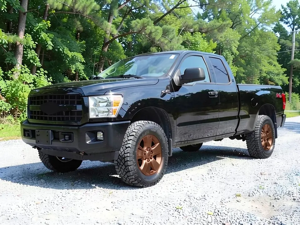 AI-drawn sample: the same black pickup on bronze-colored wheels