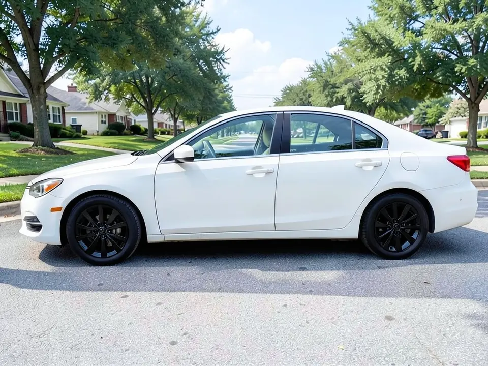 AI-generated sample: a white sedan with black wheels